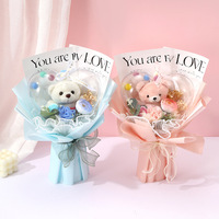 Nouveau design en forme de cœur boîte à roses pour la Saint-Valentin Bouquet transparent Boule Bobo Boule étanche acrylique ours en peluche poupée Bouquet de savon