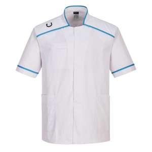 PORTWEST - C821WARXL Men's medical tunic with <b>light</b> blue edges - EAN 5036108359912 SIGNAGE AND <b>SECURITY</b> - Product Image 1