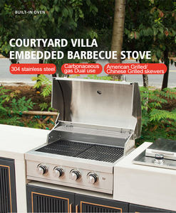 <span class=keywords><strong>Barbecue</strong></span> à <span class=keywords><strong>gaz</strong></span> de comptoir en acier inoxydable à 4 brûleurs avec surface de nettoyage facile pour les cuisines extérieures - Product Image 4