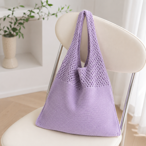 Sac à bandoulière tricoté pour femme, sac fourre-tout décontracté en crochet, souple, léger, grande capacité, sac à main d'été pour le shopping - Product Image 1
