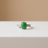 Bague en argent S925 incrustée de zircon et de calcédoine naturelle avec pierre principale ovale cabochon