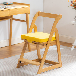 Chaise d'étude réglable en hauteur pour enfants, en bambou, rotin et noyer, avec coussin de siège, pour les élèves du primaire, chaise de bureau d'écriture - Product Image 2