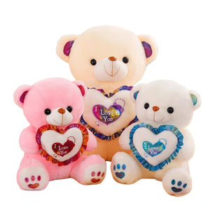 Promo Boneka Beruang Kartun Embos, Boneka Beruang 3D Lembut untuk Bantal Boneka Hati, Hadiah Hari Valentine, Gantungan Kunci Lampu - Product Image 1