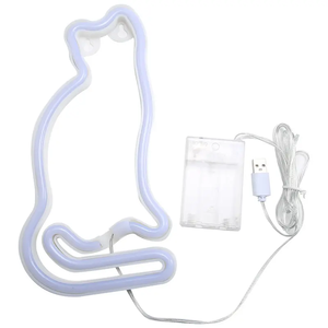 VENDEUSS1 mignon chaton suspendu disque usb/alimenté par batterie animal néon veilleuse chat néon - Product Image 3
