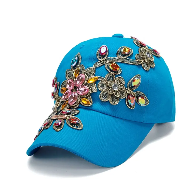 Chapeaux de Baseball en coton pour femmes, couvre-chef de Baseball en soie or brillant en diamant, décontracté, à visière de fleur, 2022