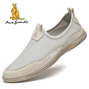 Logo canguro da uomo leggero in vera pelle sandali sportivi Slip-On traspiranti in morbido tessuto estivo scarpe da passeggio - Product Image 2