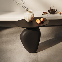 Table basse italienne moderne de luxe en fibre de verre noire, écologique, de forme irrégulière, pour petite chambre, mobilier de maison