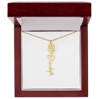 Collier Pendentif Classique en Cuivre Personnalisé avec Nom de Fleur pour Maman - Carte Texte Personnalisée - Cadeau Fête des Mères UIONEN Craft DIY 524