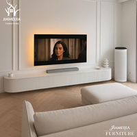Meuble TV mural flottant à bords cannelés et incurvés, console multimédia blanche, mobilier moderne pour salon, commande en gros