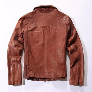 Court-marron printemps automne mode décontracté hommes vestes en cuir au tannage végétal de haute qualité - Product Image 6