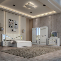 Suite de chambre personnalisable de luxe moderne pour hôtel/hôpital avec lit King/Queen/Full Size, table de chevet, armoire et tiroirs de rangement laqués