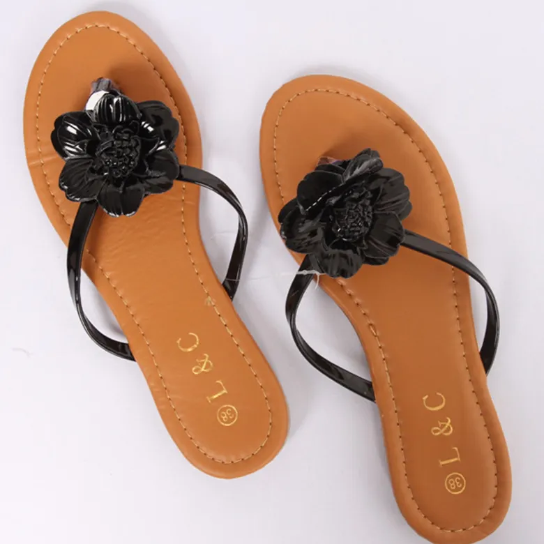 trendy Wholesale Flat Flower Comfortable Casual Shoes Ladies Cool Nice Women Slippers Flip Flops