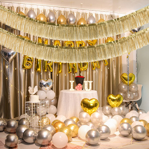 Matte Regenseide Blumen Festival Party Feier <span class=keywords><strong>Ball</strong></span> Hintergrund Wand Decken Dekorationen Geburtstag Quasten Banner <span class=keywords><strong>Flagge</strong></span> - Product Image 2