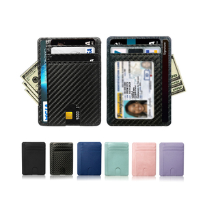 Titular do cartão de crédito personalizado Carteira Homens e Mulheres Slim Carteira Rfid Gift Pu Titular do cartão de couro - Product Image 3
