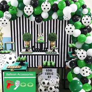 Kit ghirlanda di palloncini per feste di calcio palloncino in lattice nero bianco verde per Baby Shower Boy Soccer Theme Party Sport Party Decoration