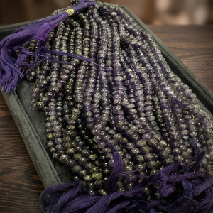 Collier de perles d'améthyste violette naturelle, chapelet bouddhiste Mala de 108 perles, chapelet de pierres précieuses polies avec pompon - Product Image 5