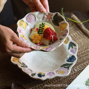 Retro Underglaze Hand-painted Flower Ceramic Cup Home Breakfast Plate Milk Coffee Cup - Product Image 3