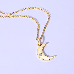 Unieke Sieraden 2020 Mode Hanger Ketting Roestvrij Staal 18K Vergulde Kristallen Halve Maan Vriendschapsketting - Product Image 3