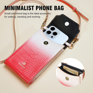 High Quality Custom Gradient Color Vegan Croco Texture PU Leather Women's Luxury Crossbody Sling <strong>Bag</strong> for iPhone Samsung - Product Image 4