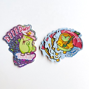 Venta al por mayor de pegatinas de vinilo holográficas de película láser de impresión de logotipo personalizado impermeable efecto arcoíris troquelado pegatina de Anime brillante - Product Image 6
