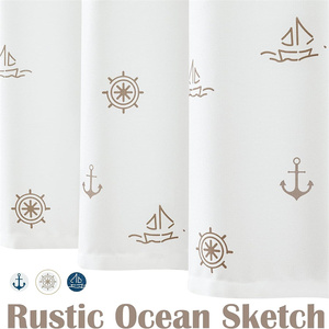 Tan and White <strong>Nautical</strong> Simple Fabric Shower <strong>Curtain</strong> Ocean Theme Sailboat Water Repellent Waterproof Shower <strong>Curtains</strong> for Bathroom - Product Image 4