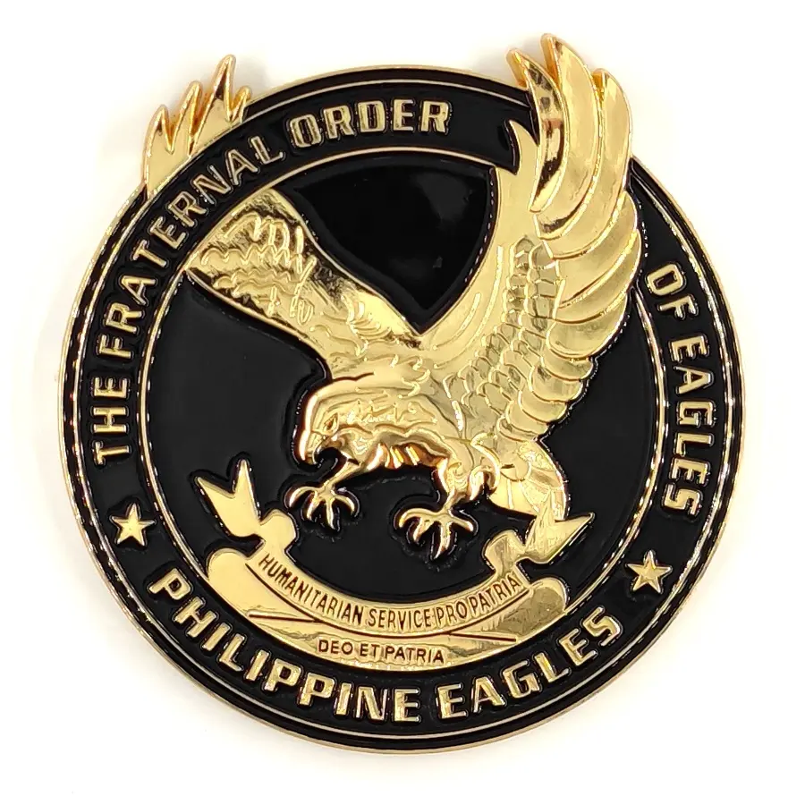 3" Gold Black Philippines Eagle Car Badge Zinc Alloy High Polished 3D Gold Eagle Emblem
