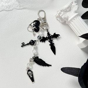 Llavero gótico punk negro con cruz y alas <span class=keywords><strong>de</strong></span> esqueleto, colgante para bolso, cadena para teléfono móvil con diseño <span class=keywords><strong>de</strong></span> amor y personalidad - Product Image 4