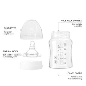 Amzone-productos para bebé, botella de vidrio de borosilicato con cuello ancho, alimentación orgánica para recién nacido - Product Image 2