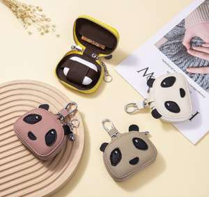 Étui pour écouteurs en cuir rigide Panda de haute qualité, petit sac de rangement pour clés - Product Image 2