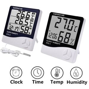 Electronic <b>Digital</b> Temperature Humidity Meter Home Thermometer Hygrometer Indoor Outdoor Weather Station <b>Clock</b> - Product Image 2