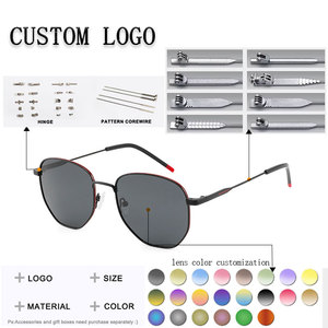 Lunettes de soleil polarisées à monture métallique avec logo personnalisé, double pont, monture intégrale rectangulaire, protection UV %, style unisexe tendance Viator - Product Image 2