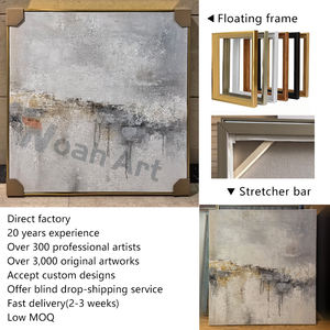 Creativo lienzo hecho a mano minimalista texturizado oro blanco pared arte decoración del hogar pintura decorativa <span class=keywords><strong>de</strong></span> lujo - Product Image 3