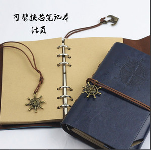 Carnets — carnet de notes A6 à spirale en cuir PU, bloc-notes Vintage avec ancre <span class=keywords><strong>Pirate</strong></span>, bloc-notes remplaçable, papeterie cadeau, Journal de <span class=keywords><strong>voyage</strong></span> - Product Image 5