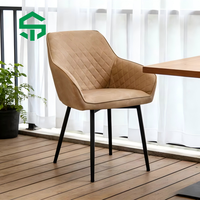 Usine en gros chaise de salle à manger en cuir moderne avec cadre en métal de fer solide pour la cuisine