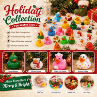 Canard en caoutchouc de Noël de 2,3 pouces, jouet coloré pour le bain, canards flottants de Noël, animaux de dessin animé, jeu aquatique, cadeau de fête, décoration