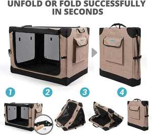 Luxe moderne 4 portes Portable pliant chien caisse en acier souple cadre maille tapis sain voyage pliable Pet Carrier pour chat chien - Product Image 2