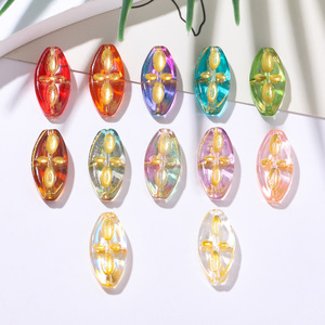 Czech Glass Oval Loose Beads 9.5x20mm Crystal Lampwork For Bracelet Making Jewelry Accessories <b>Material</b> - Product Image 1
