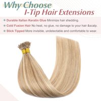 Extensions de cheveux humains Remy européens en gros, I-Tip, lisses et soyeux, ondulés, à micro-anneaux de kératine pré-collés