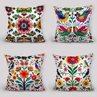 Housse de coussin décorative colorée à motifs floraux et d'animaux, style bohème, pour la maison