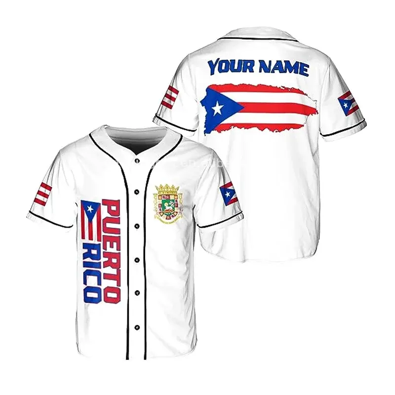 Alta Qualidade Personalizado Porto Rico Baseball Jersey Uniforme Camisas Em Branco T-shirt Oversize Uniforme Baseball Wear Camisa De Beisebol