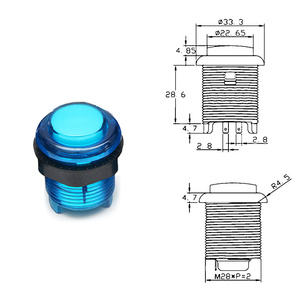 Botón pulsador LED translúcido momentáneo de 28 mm para arcade, interruptores redondos iluminados de 5 V para máquinas de arcade, piezas de kit de bricolaje para juegos. - Product Image 6