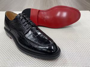 Chaussures habillées pour hommes haut de gamme, faites à la main, à semelle épaisse, en cuir de vache véritable, à semelle rouge, pour affaires, mariage, bureau - Product Image 3