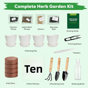Kit de démarrage de jardin d'herbes aromatiques d'intérieur PLANTMEW - Convient aux débutants - Graines d'herbes culinaires non-OGM - <span class=keywords><strong>Cadeau</strong></span> unique <span class=keywords><strong>pour</strong></span> les femmes - Anniversaire - Product Image 2
