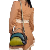 Sac en cuir véritable pour femme, fermeture éclair, résistant à l'eau, design contrasté, option logo personnalisé, doublure en polyester, tout inclus