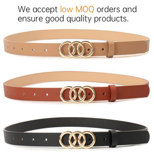 חגורת pu קוריאנית בסגנון נשים עם אבזם שלוש מעגל אופנתי אופנתי לבוש בכיר לכל ג 'ינס החגורה לנשים - Product Image 3