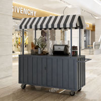 Chariot à glaces commercial avec auvent pare-soleil, camion de restauration mobile pour la vente de yaourts, de bâtonnets glacés et de boissons fraîches