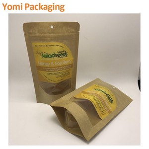 2024 Listo para enviar <span class=keywords><strong>Doypack</strong></span> Zip Marrón Negro Craft <span class=keywords><strong>Bolsas</strong></span> de pie Embalaje de alimentos Cremallera Papel <span class=keywords><strong>Kraft</strong></span> Mylar Bag con ventana - Product Image 6