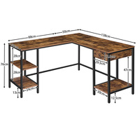 Bureau d'écriture en fer moderne en forme de L, hauteur réglable, avec tiroir de rangement, armoire d'angle pour ordinateur, pré-assemblé, bureau à domicile - Petit