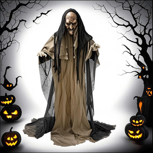 Esqueletos animados de pie de Halloween al por mayor iluminan los ojos accesorios animados con sonido aterrador - Product Image 6