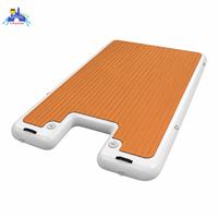 Plateforme flottante gonflable avec pont en teck EVA, tapis de bain Drop Stitch, plateforme pour bateau, yacht, marina, lac, plage, loisirs